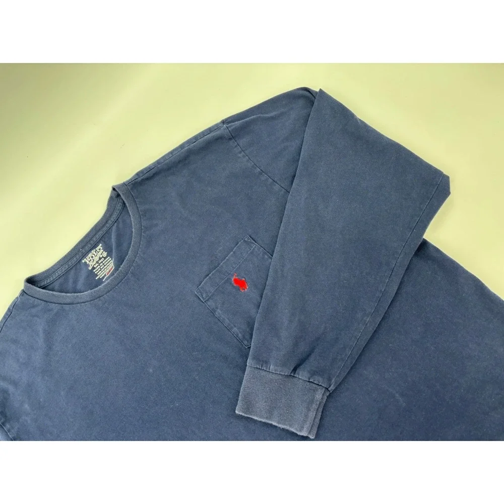 Lot of 2 Polo Ralph Lauren Mens Long Sleeve T-Shirts Navy Green XL Pocket Tee